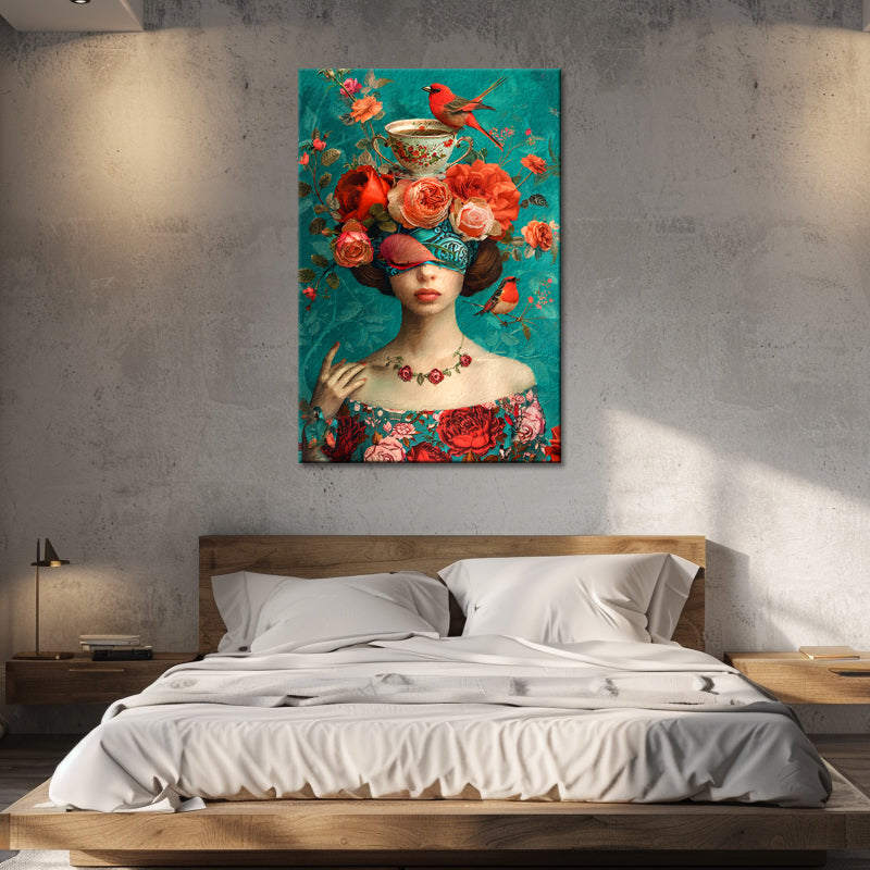 Kunstfrau mit Blumen