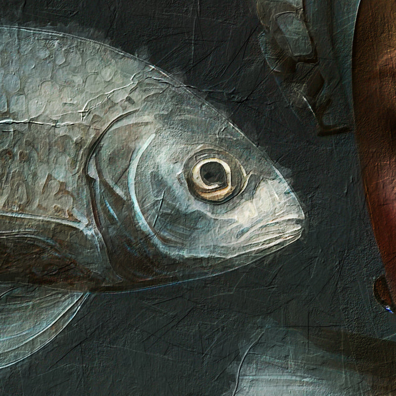Frauenporträt mit Fischen