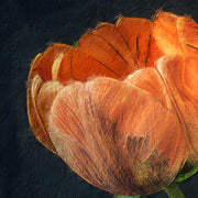 Blauwe vaas met tulpen