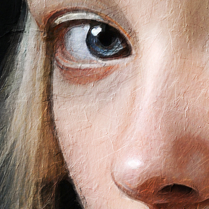 Vrouw in Delfts blauw sjaal