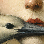 Surrealistische Frau mit Vögelchen