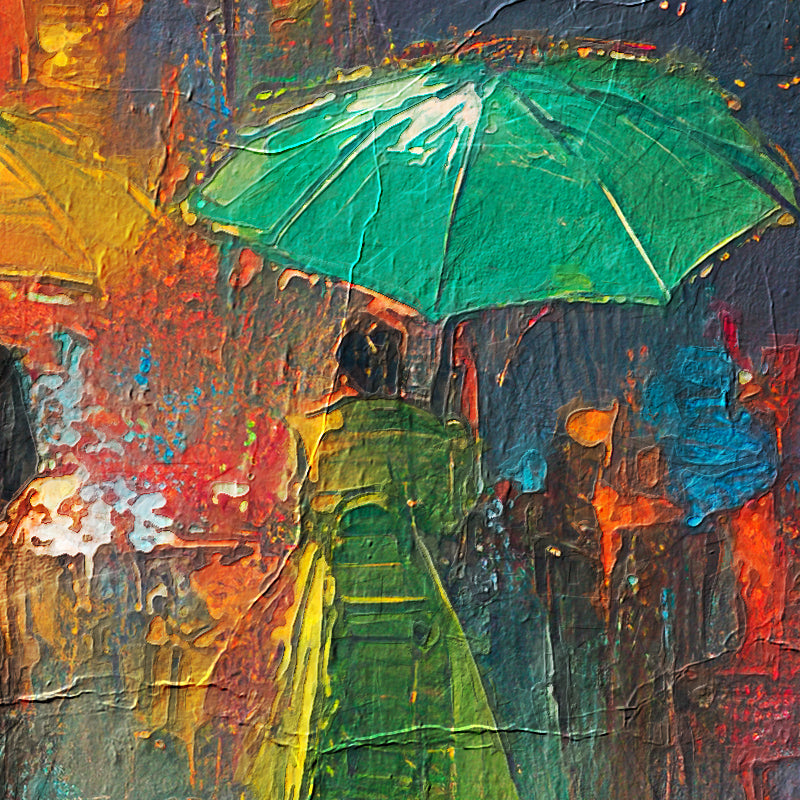 Menschen mit Regenschirmen im Regen