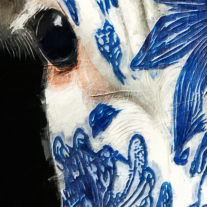 Koe in delfts blauw schilderij