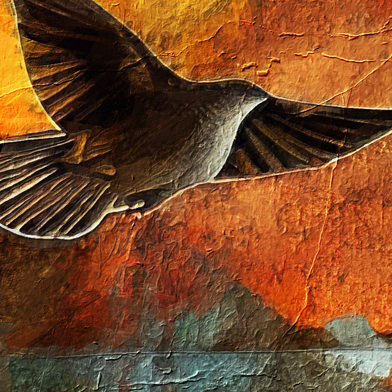 Collage Frau mit Vogel