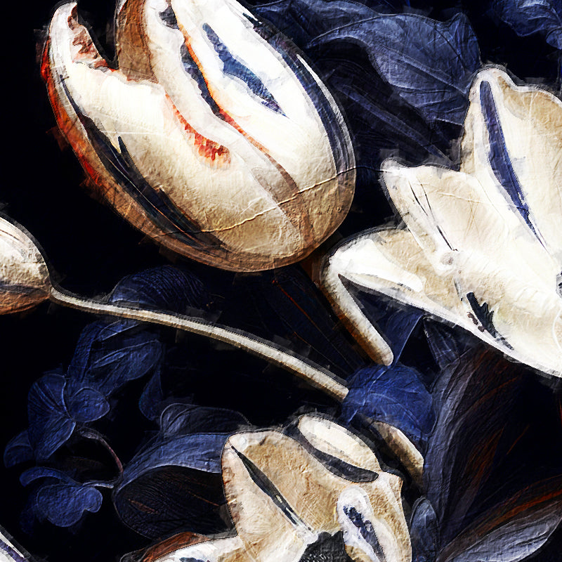 Bloemen in delf blauw stijl