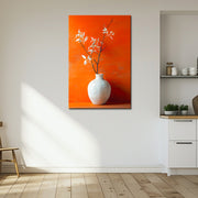 Weiße Vase in Orange