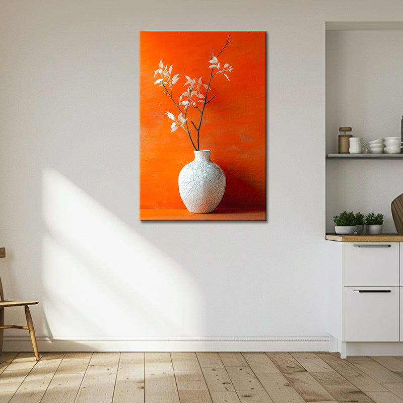 Weiße Vase in Orange