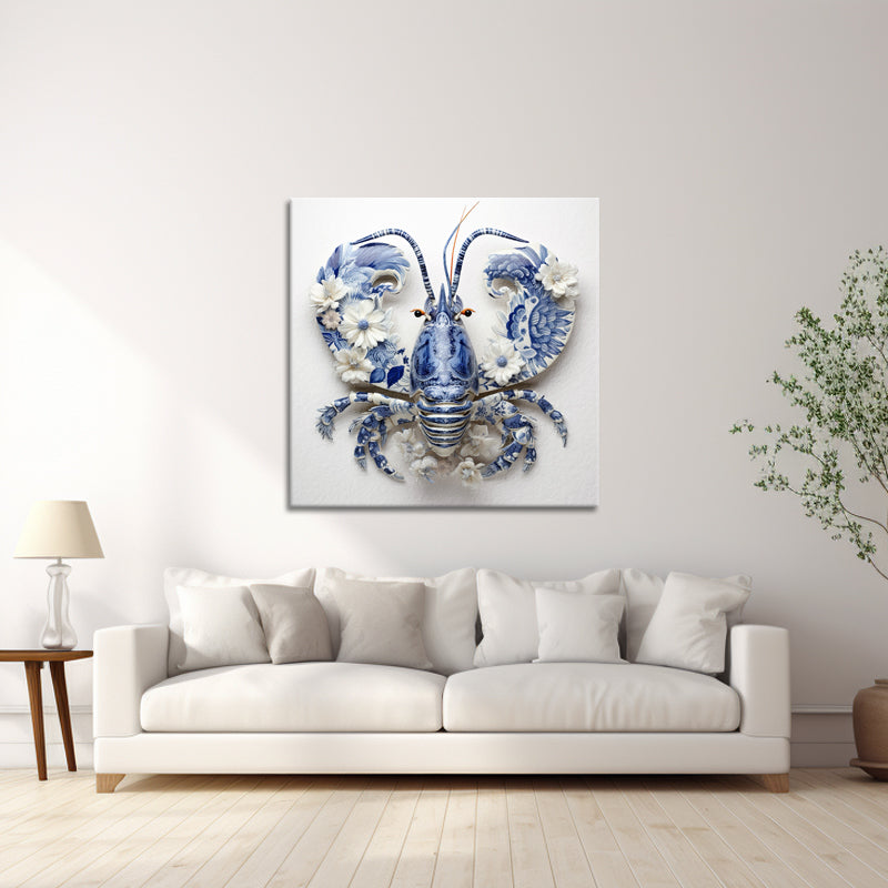 Hummer im Delfter-Blau-Stil