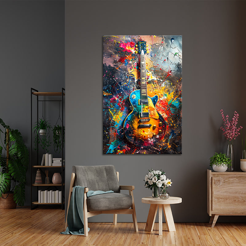 Gekleurde Gitaar schilderij