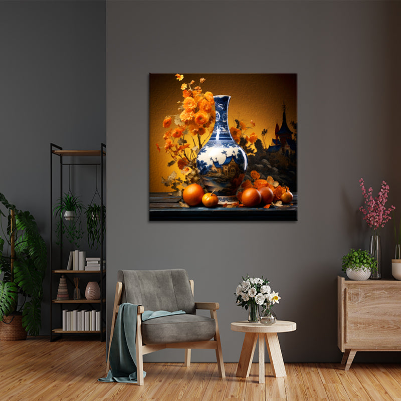 Vase mit orangen Blumen