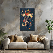 Koe met bloemen