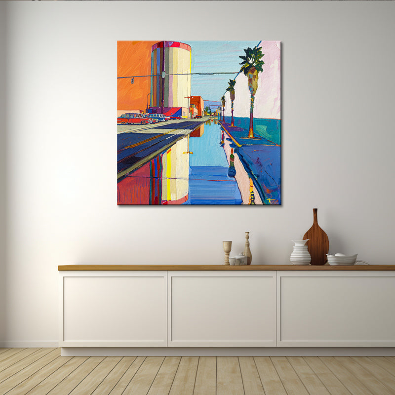 Stad abstract schilderij