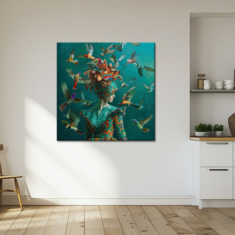 Frau mit Vögeln Kunst