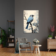 Blauwe vogel op een tak