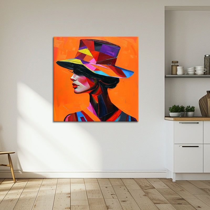 Frau mit orangefarbenem Hut II