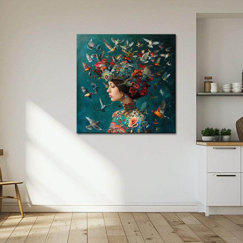 Frau und Vögel Kunst