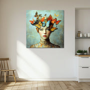 Vrouw gezicht met vlinders II