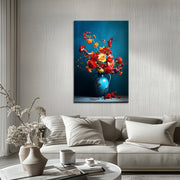 Blumen in türkisfarbener Vase