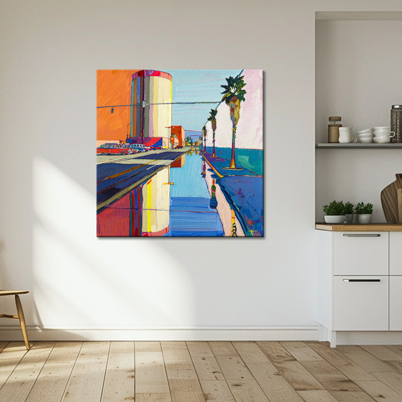Stad abstract schilderij