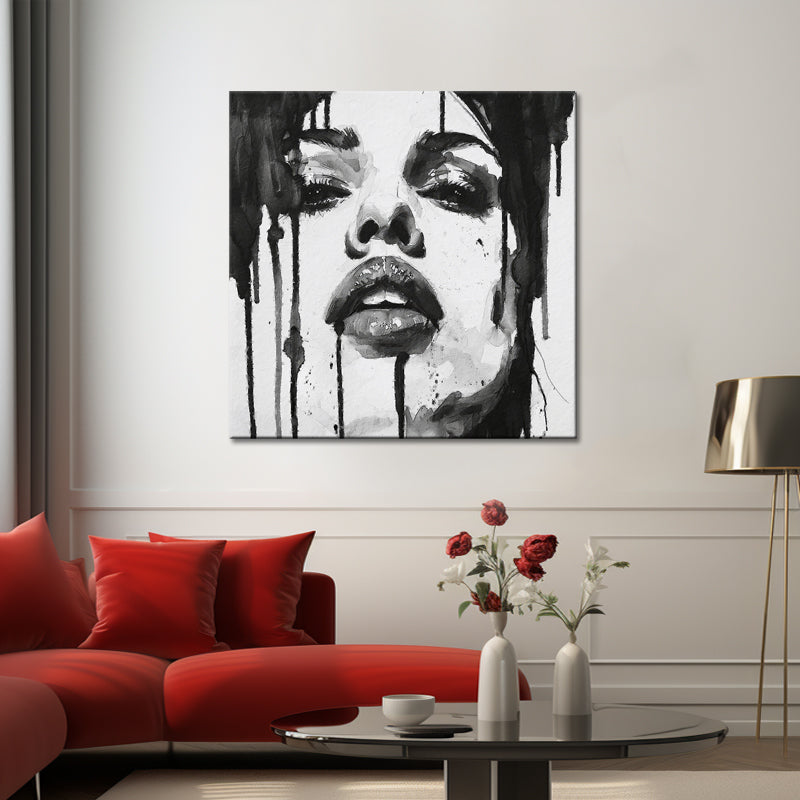 Vrouw in zwart wit art
