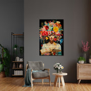 Vrouw met Bloemen schilderij