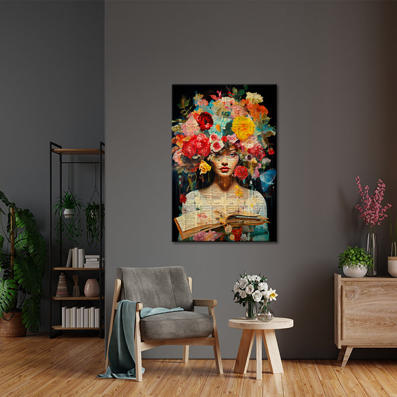 Vrouw met Bloemen schilderij