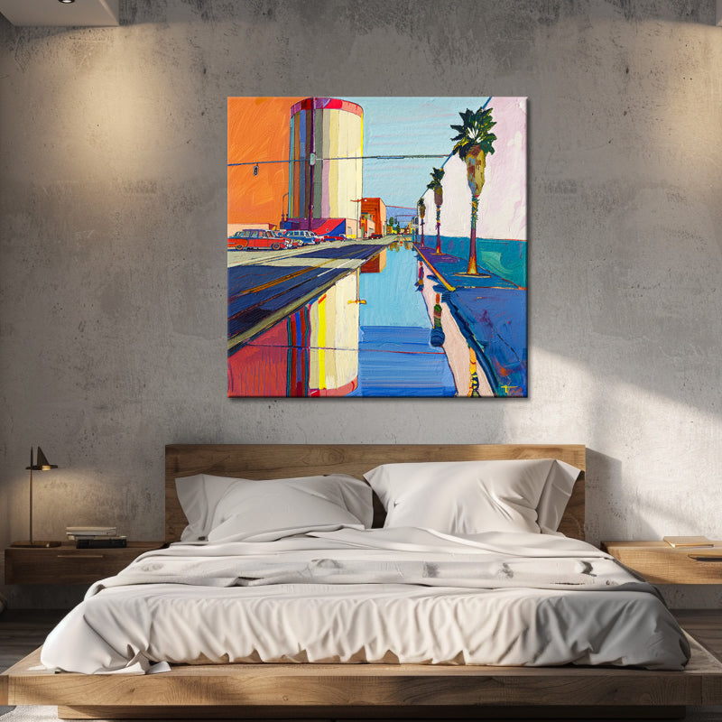 Stad abstract schilderij