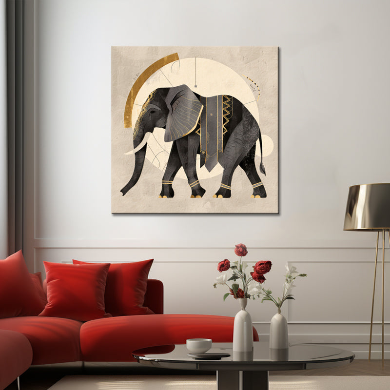 Schilderij Olifant in sepia