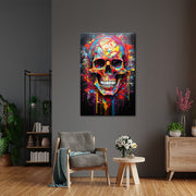 Gekleurde schedel schilderij