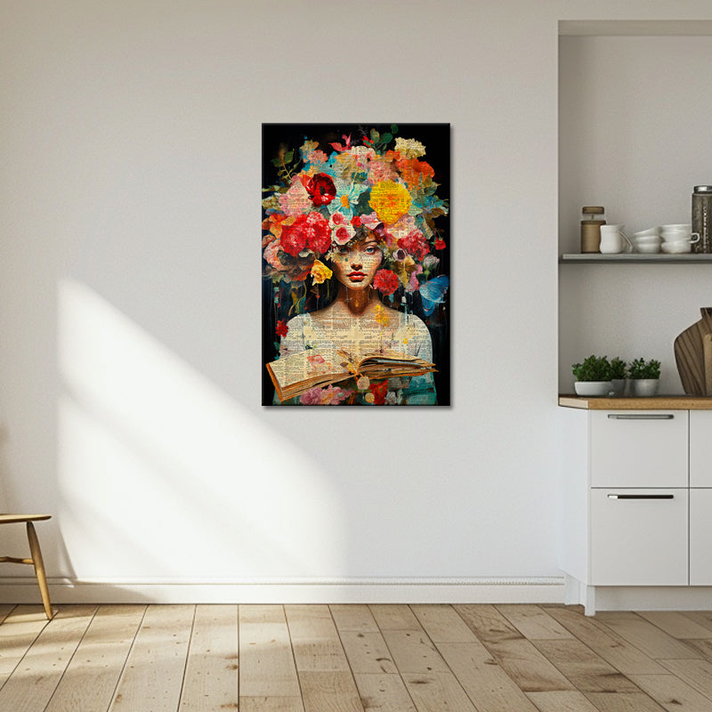 Vrouw met Bloemen schilderij