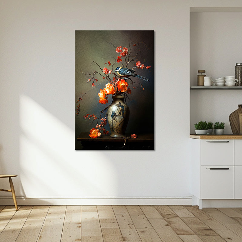 Vase mit Blumen im Antiquitätenstil
