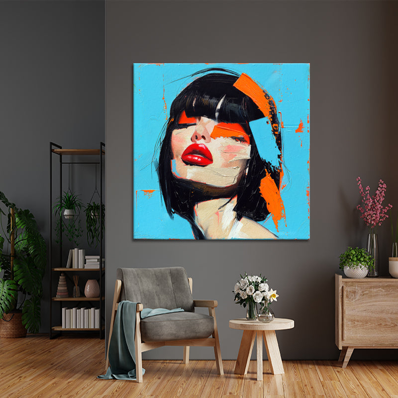 Gezicht vrouw schilderij