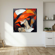 Frau mit orangefarbenem Hut III