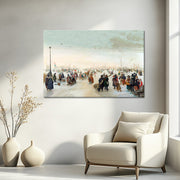 IJsvermaak bij een stad - Hendrick Avercamp