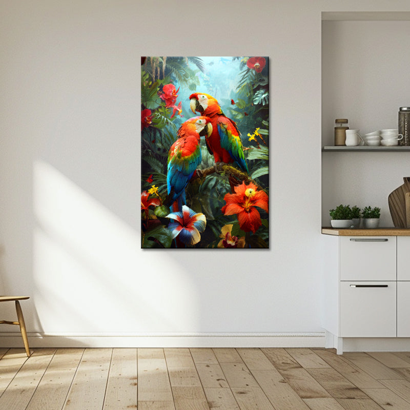 Schilderij twee papegaaien