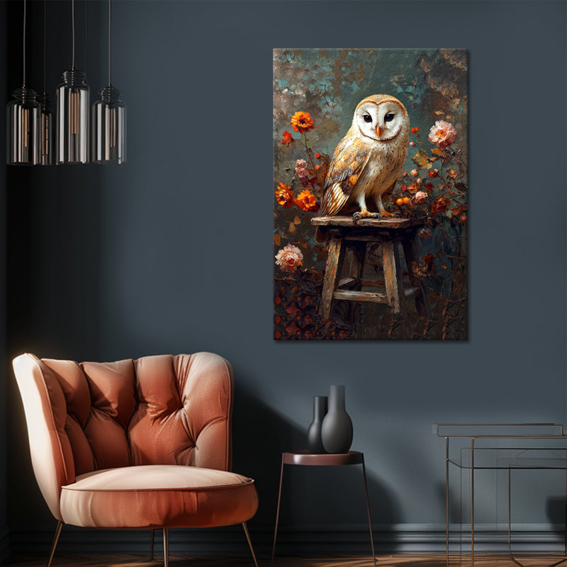 Vintage Uil schilderij