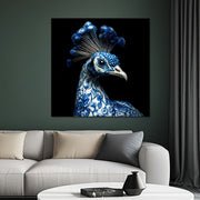 Pauw in delfts blauw