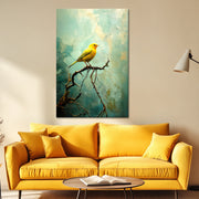 Gele vogel schilderij
