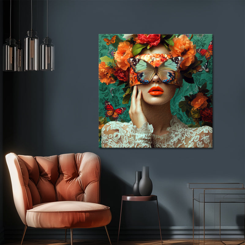 Frau mit Schmetterling-Kunst