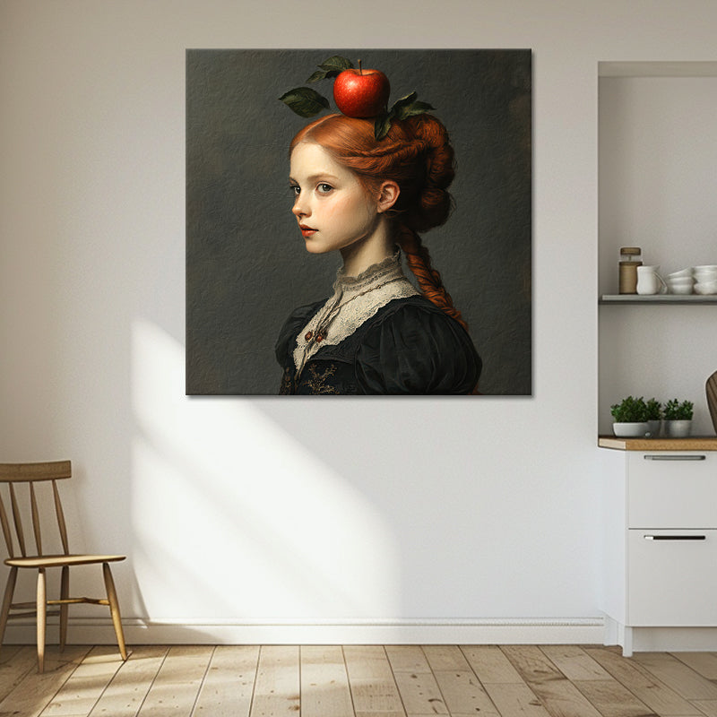 Frau mit Apfel Gemälde