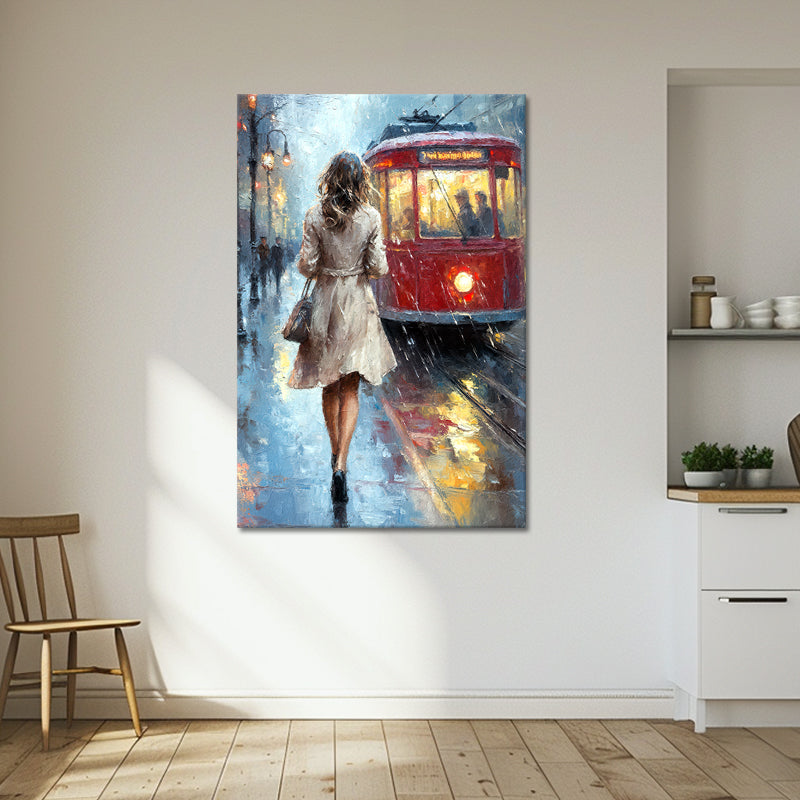 Vrouw wandelen onder de regen
