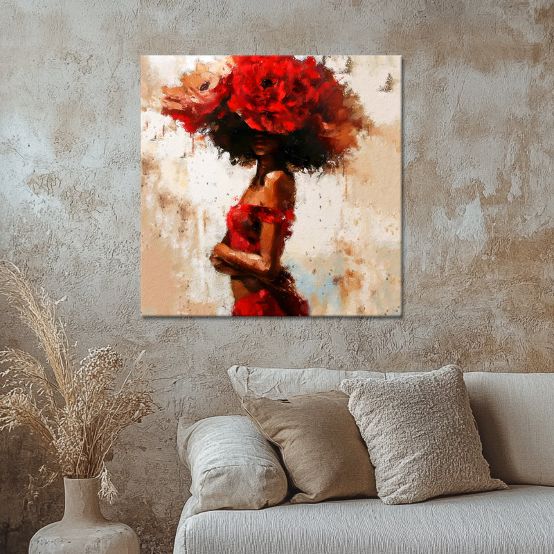 Vrouw met rode bloemen