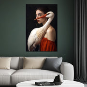 Gemälde Frau mit Storch III