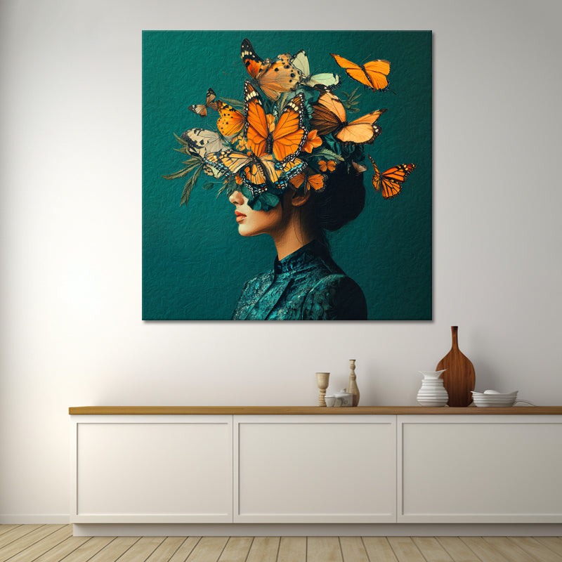 Frau mit Schmetterlingen Kunst