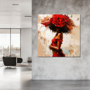 Vrouw met rode bloemen