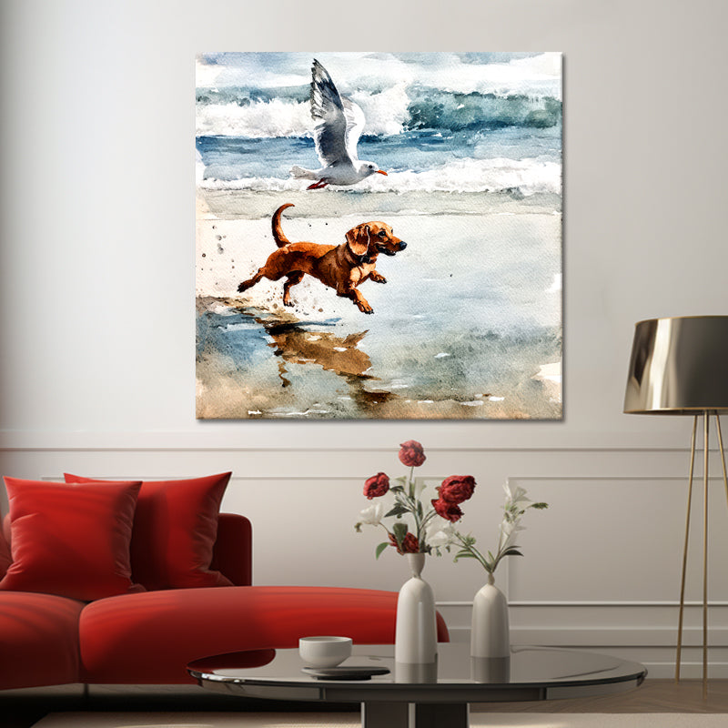 Hond en zeemeeuw
