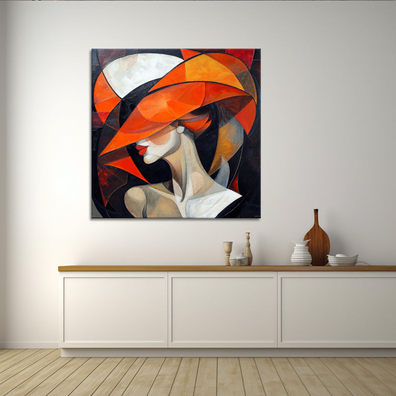 Frau mit orangefarbenem Hut III