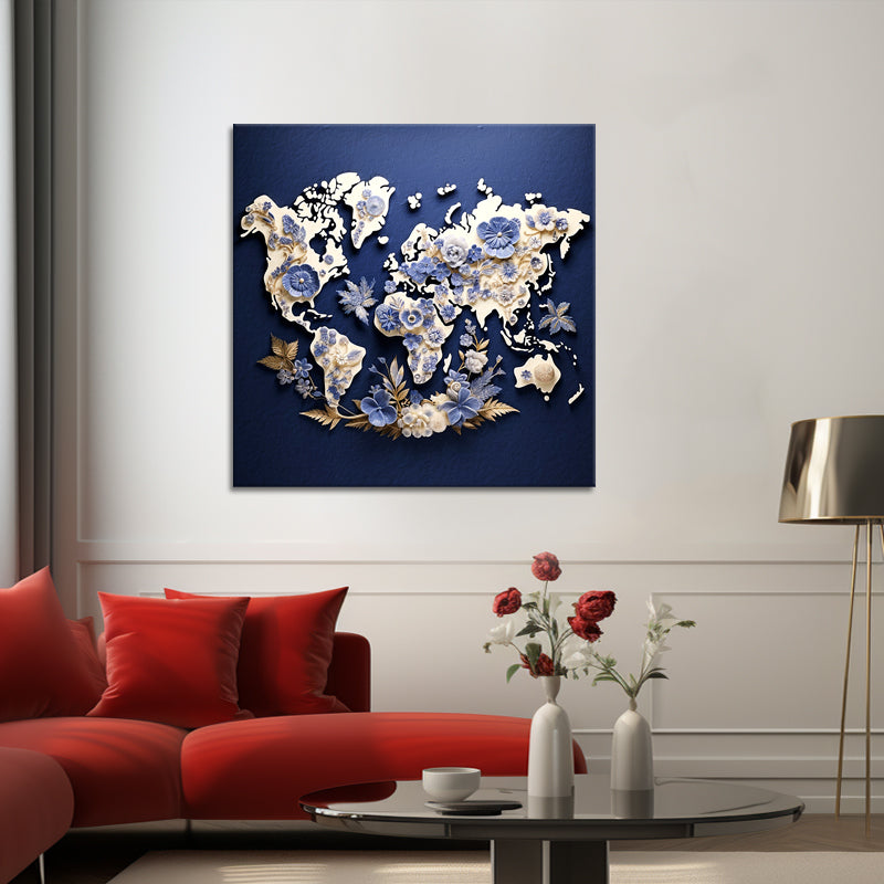 Karte - Welt - Delfter Blau