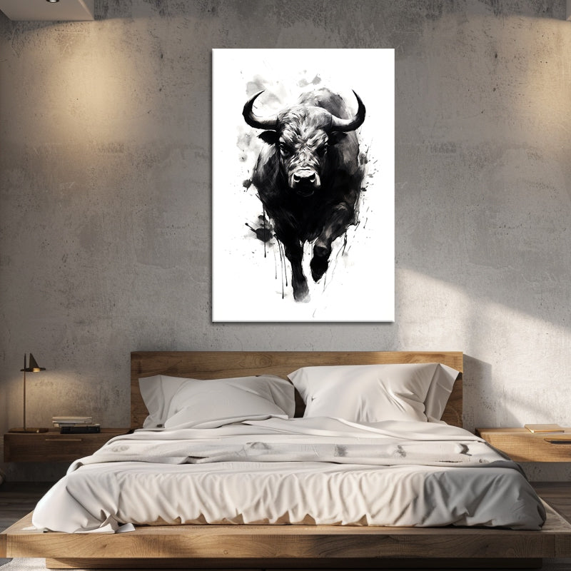 Stier in Schwarz-Weiß