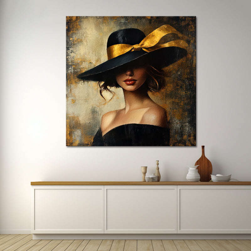 Frau mit Hut - Gold